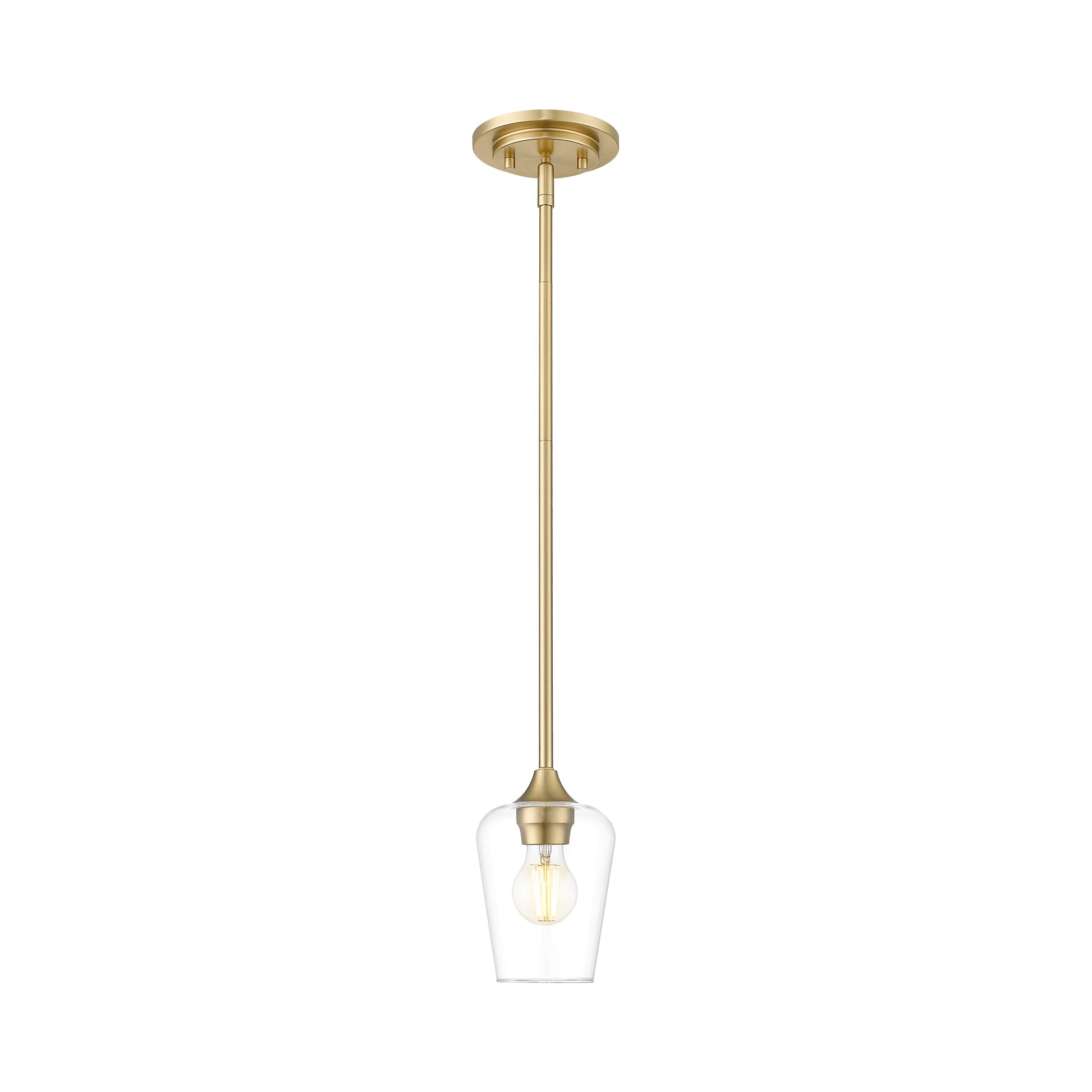 Joliet Mini Pendant Light in Burnished Brass.