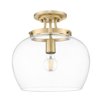 Joliet Semi Flush-Mount Ceiling Light in Burnished Brass (1-Light).