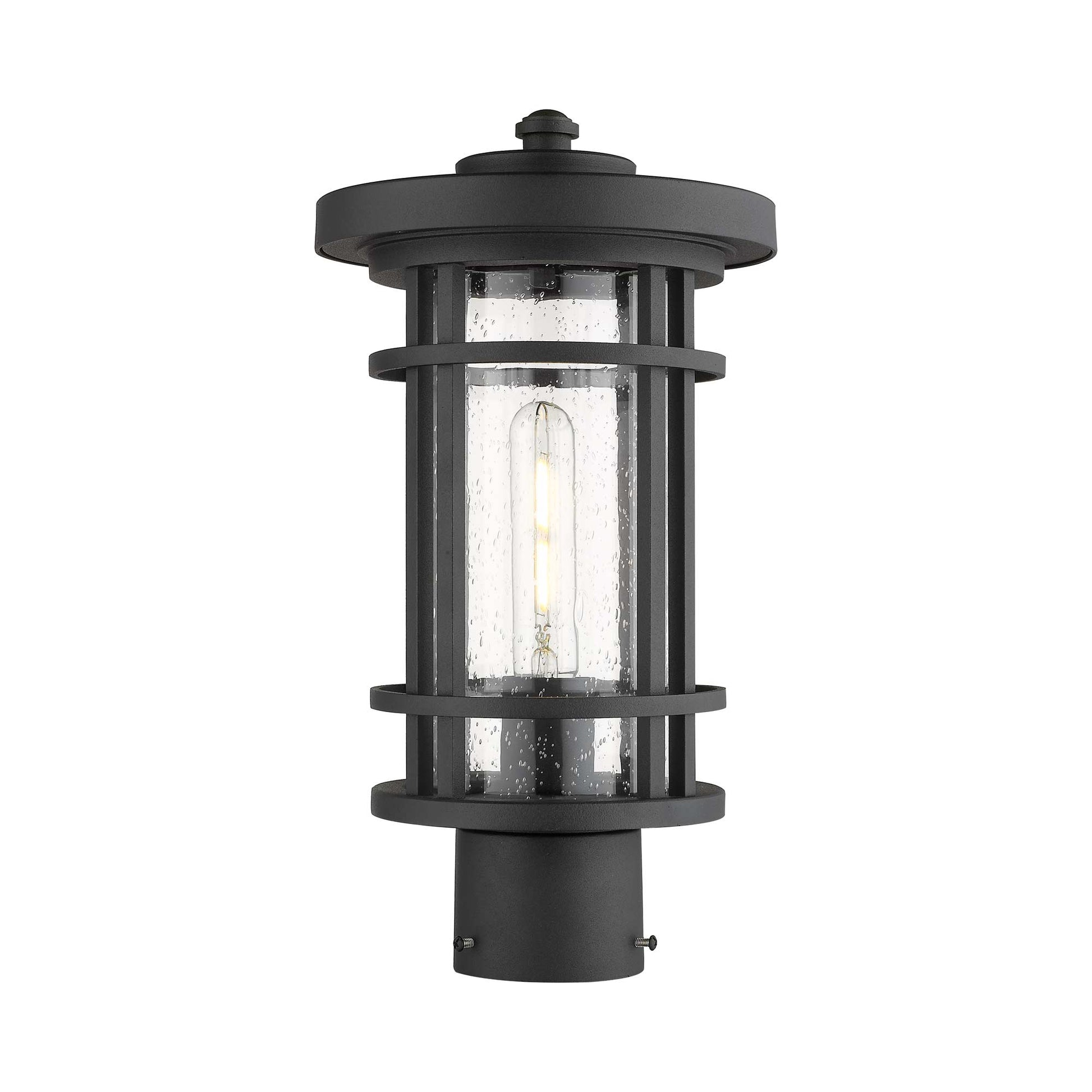 Jordan Outdoor Round Post Light in Black (14.75-Inch).
