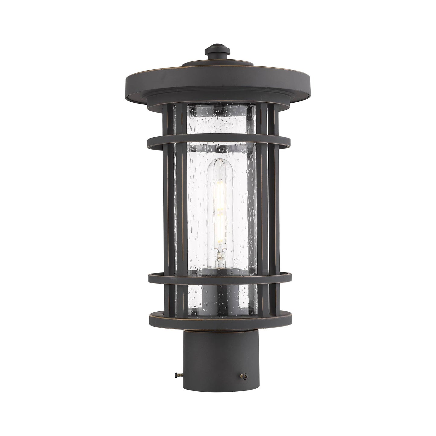Jordan Outdoor Round Post Light in Oil Rubbed Bronze (14.75-Inch).