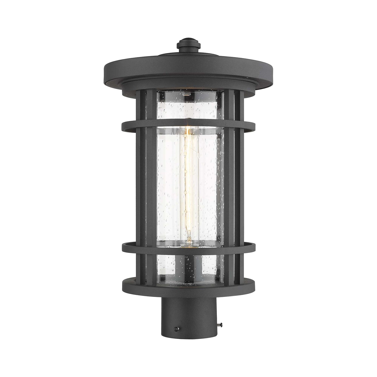 Jordan Outdoor Round Post Light in Black (17.75-Inch).