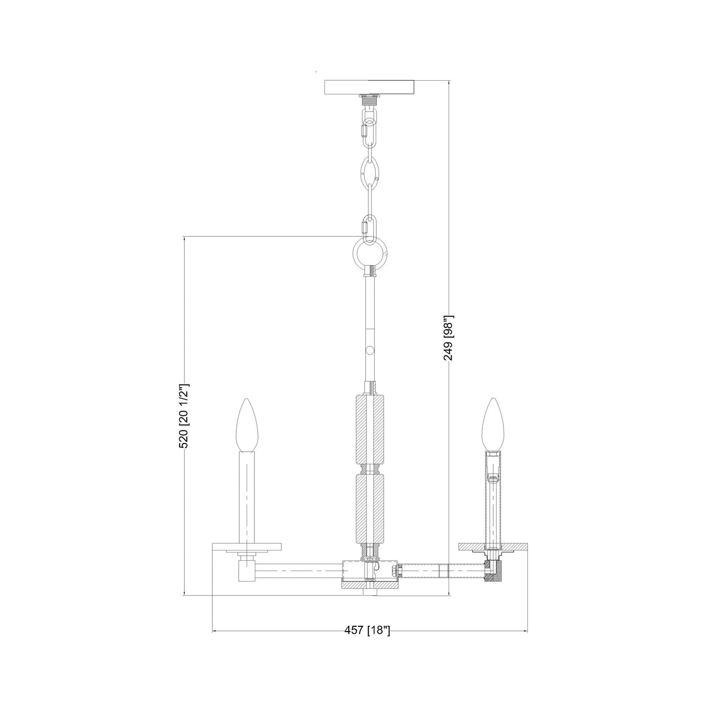 Kaden Chandelier - line drawing.