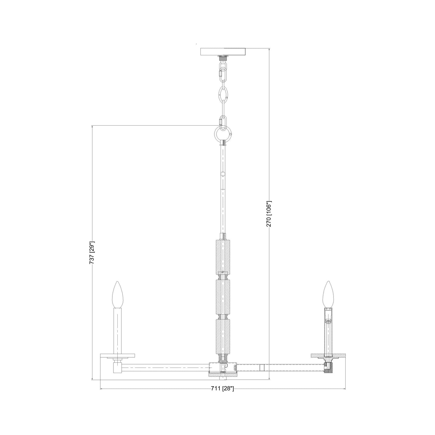 Kaden Chandelier - line drawing.