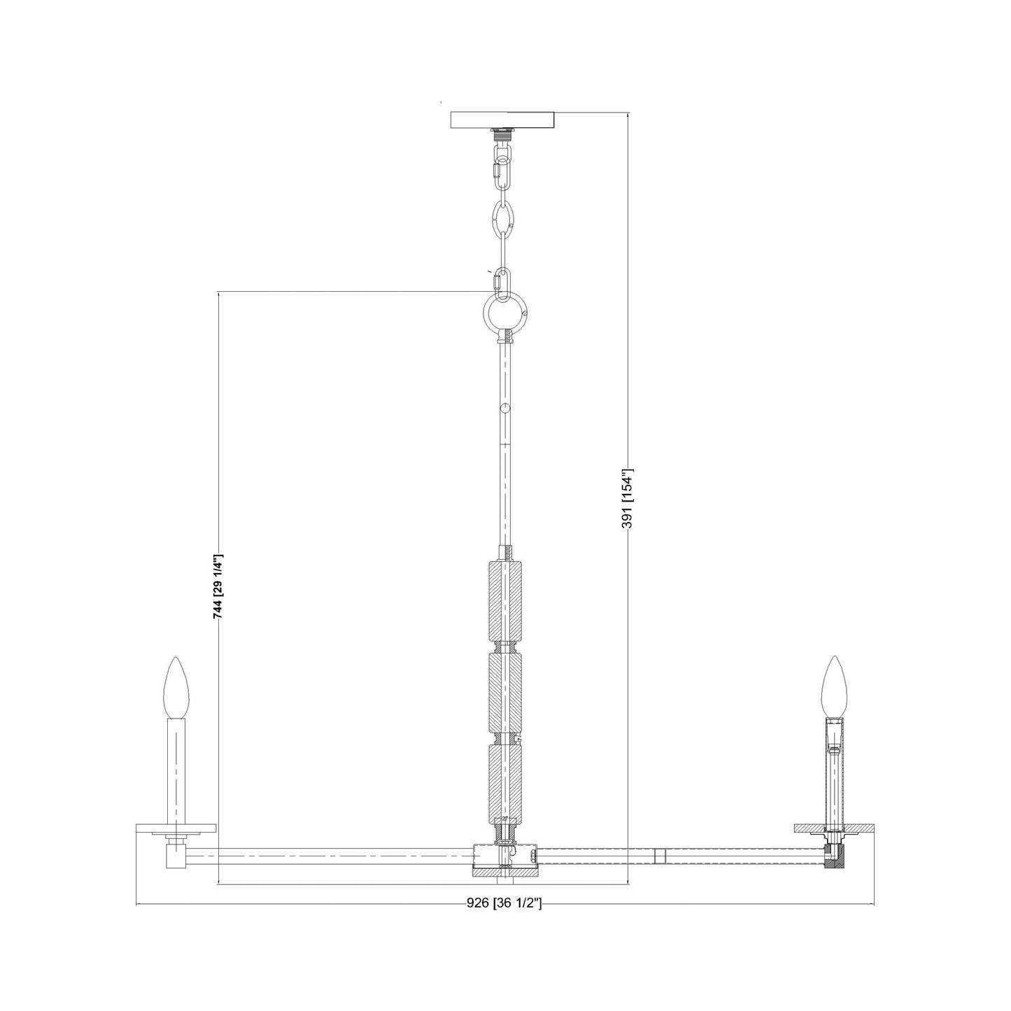 Kaden Chandelier - line drawing.