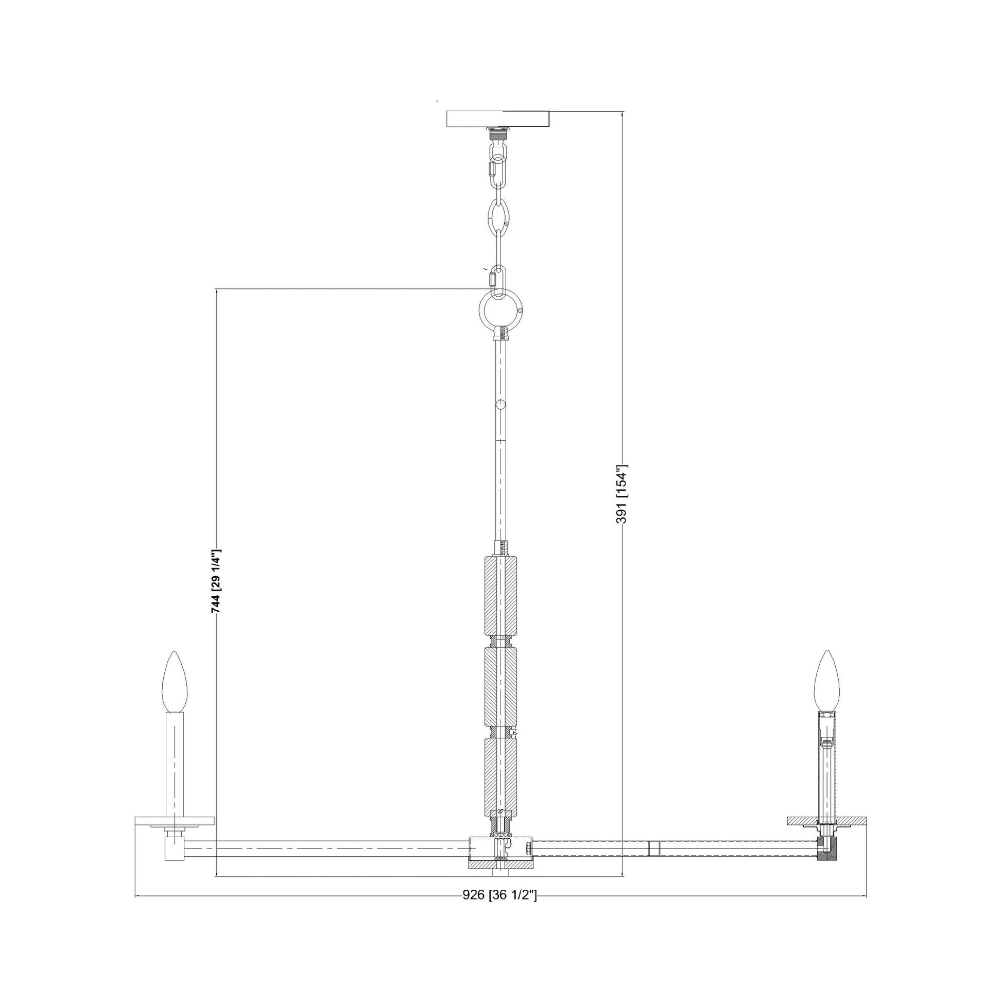 Kaden Chandelier - line drawing.