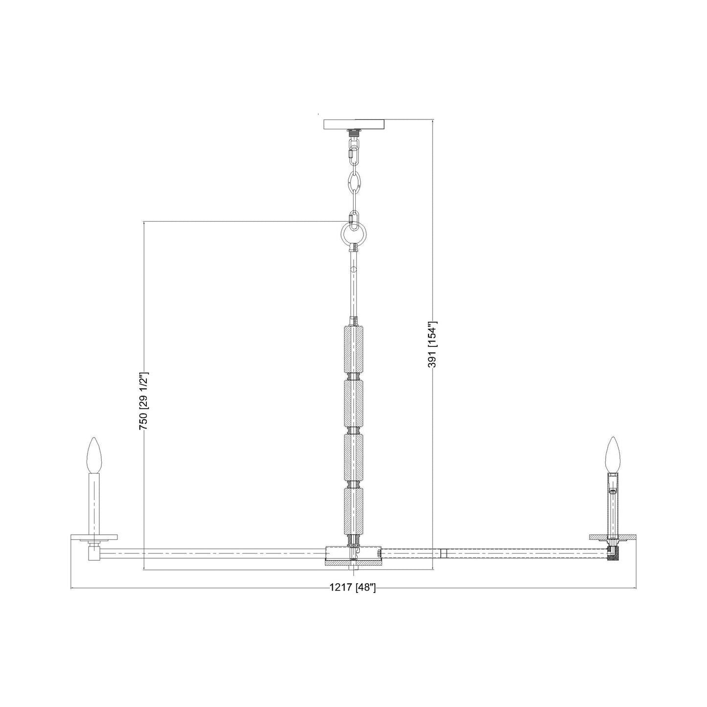 Kaden Chandelier - line drawing.