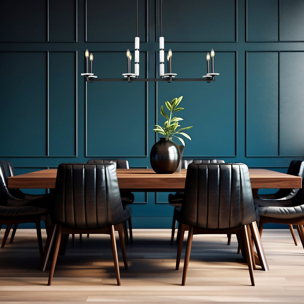 Kaden Linear Chandelier in dining room.