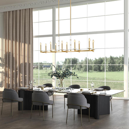 Kaden Linear Chandelier in dining room.