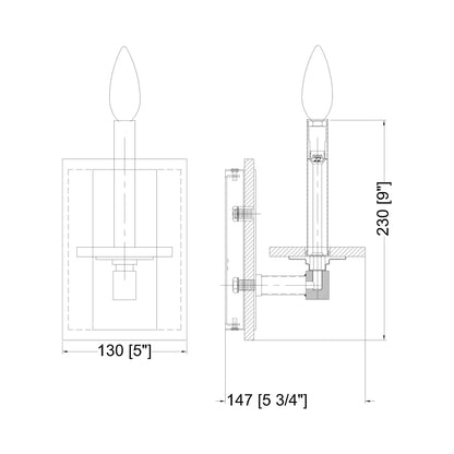 Kaden Wall Light - line drawing.