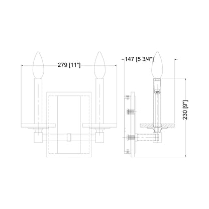 Kaden Wall Light - line drawing.