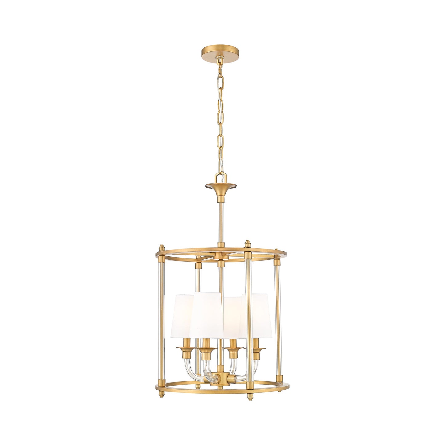 Katerina Cage Chandelier in Rubbed Brass (4-Light).