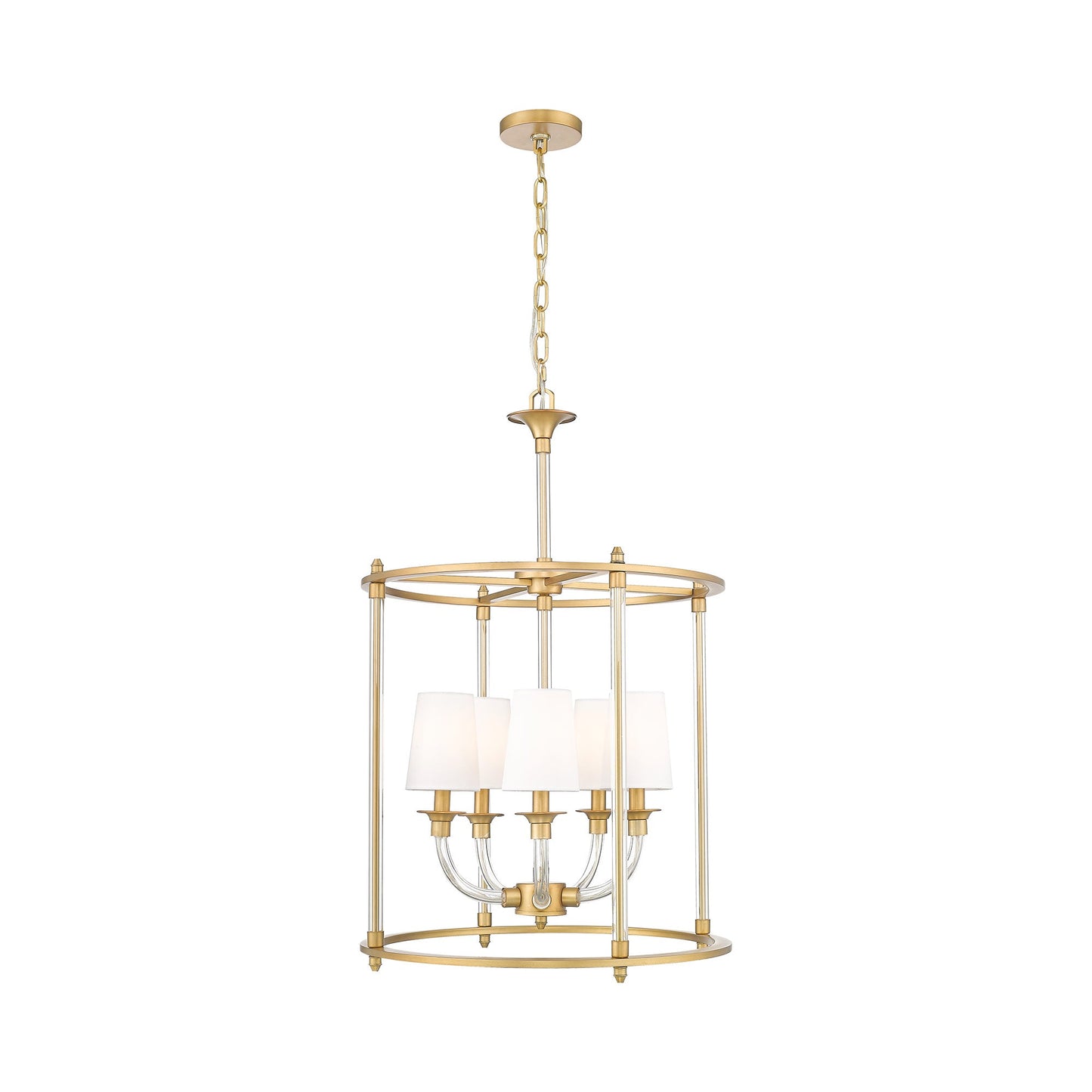 Katerina Cage Chandelier in Rubbed Brass (5-Light).