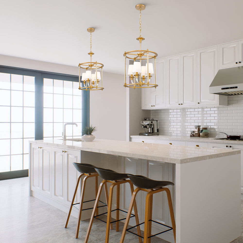 Katerina Cage Chandelier in kitchen.