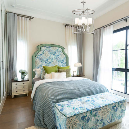 Katerina Cage Chandelier in bedroom.