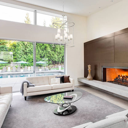 Katerina Cage Chandelier in living room.