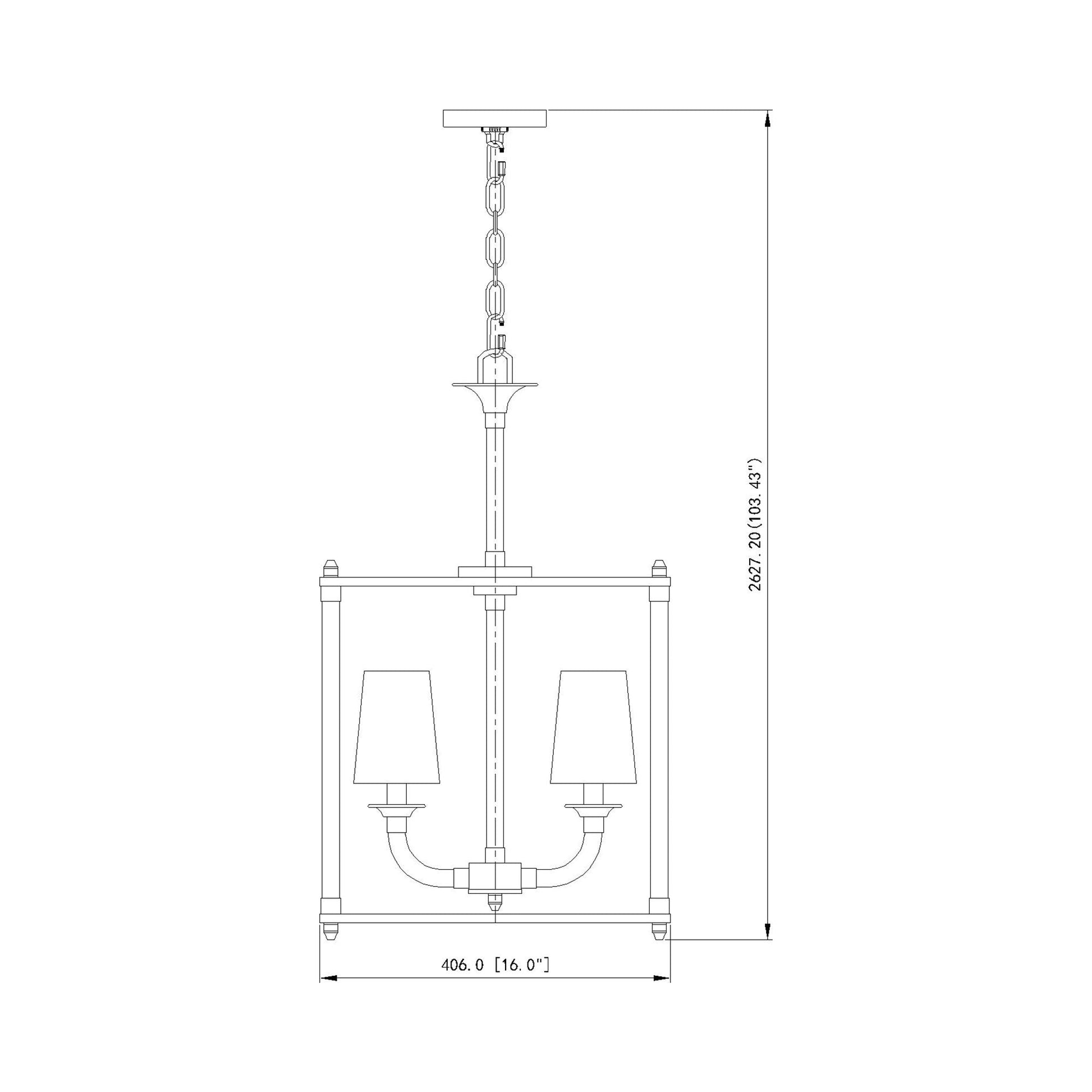 Katerina Cage Chandelier - line drawing.