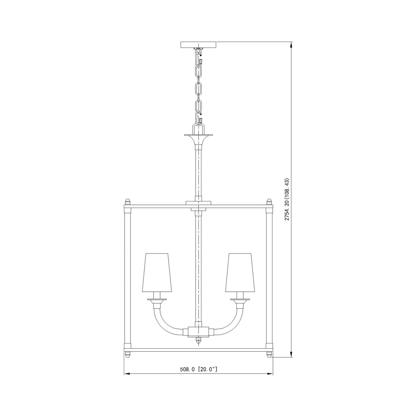 Katerina Cage Chandelier - line drawing.