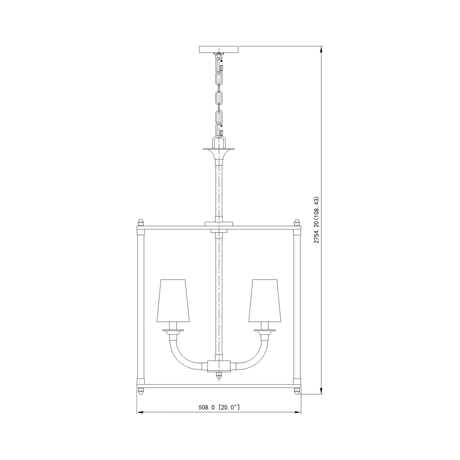 Katerina Cage Chandelier - line drawing.