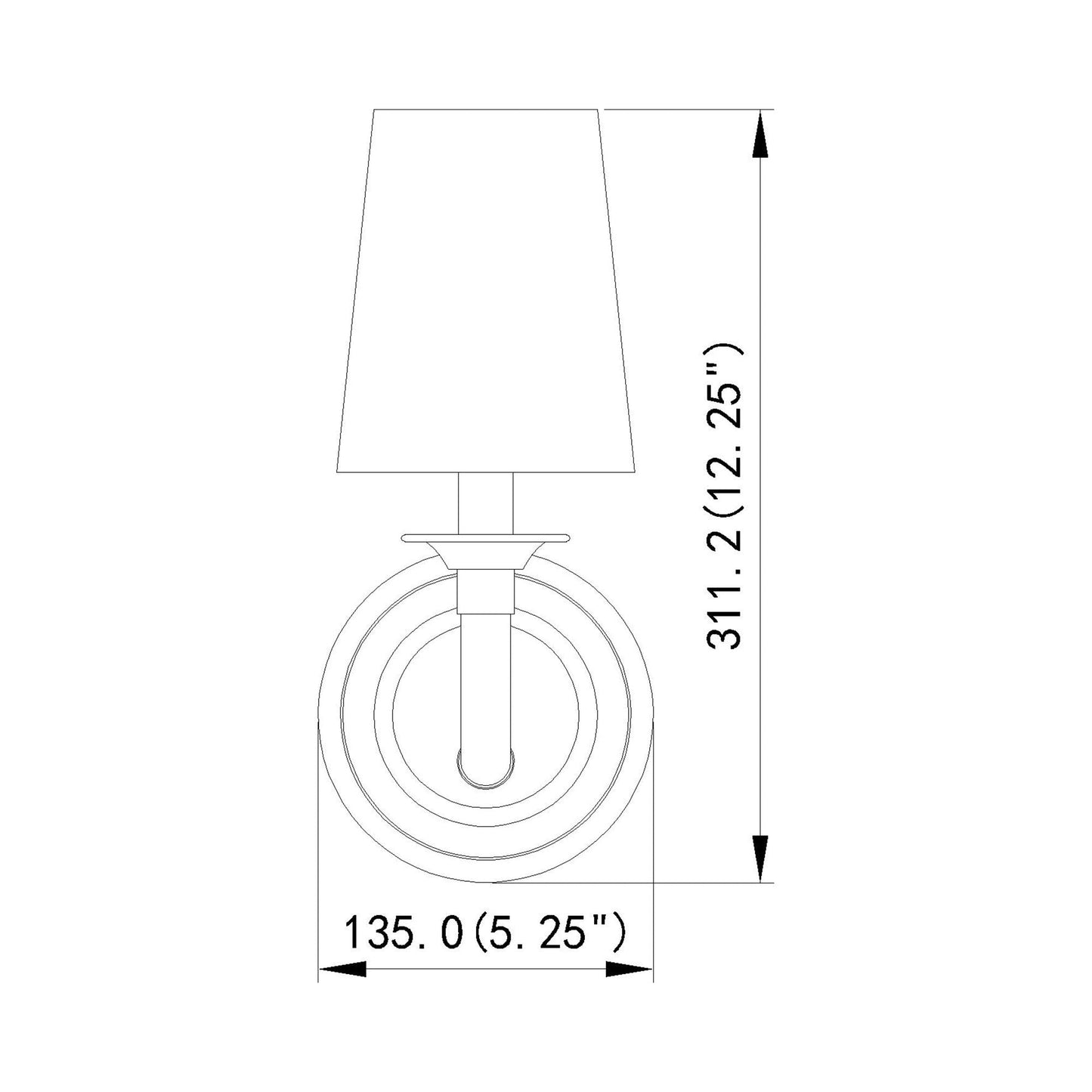 Katerina Wall Light - line drawing.