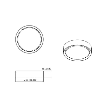 Kawan LED Flush Mount Ceiling Light - line drawing.