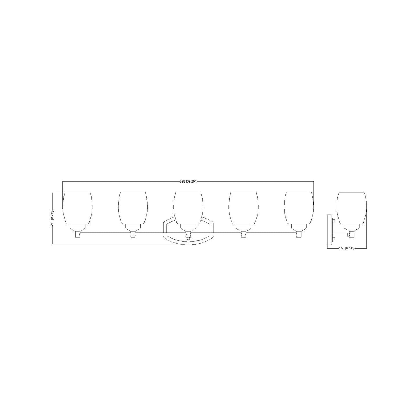 Kendrick Bath Vanity Light - line drawing.