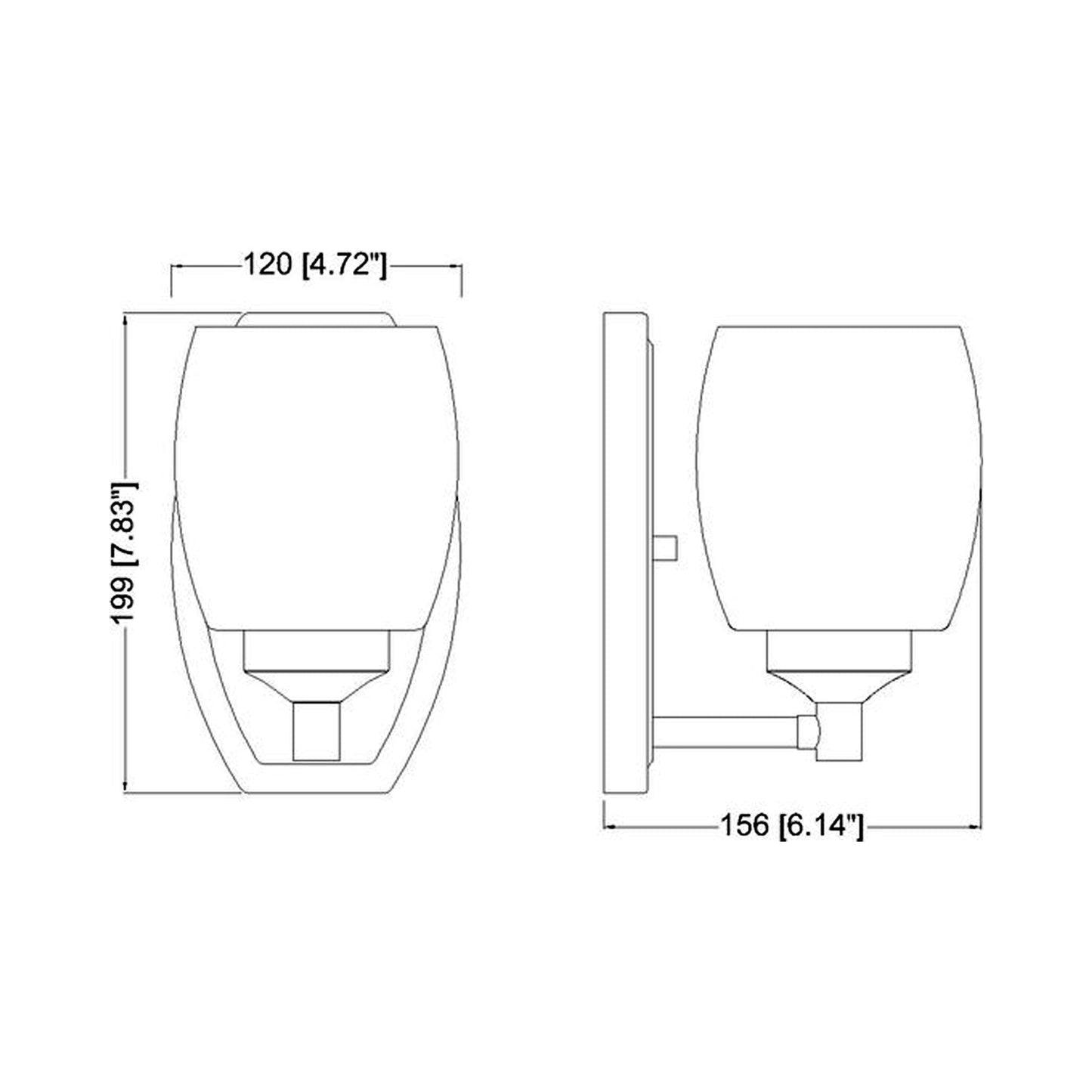Kendrick Bath Wall Light - line drawing.