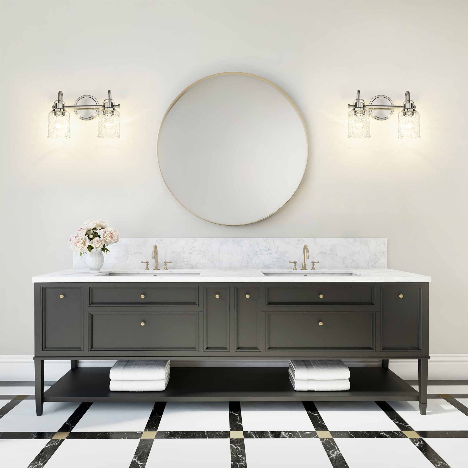 Kinsley Bath Vanity Light in bathroom.