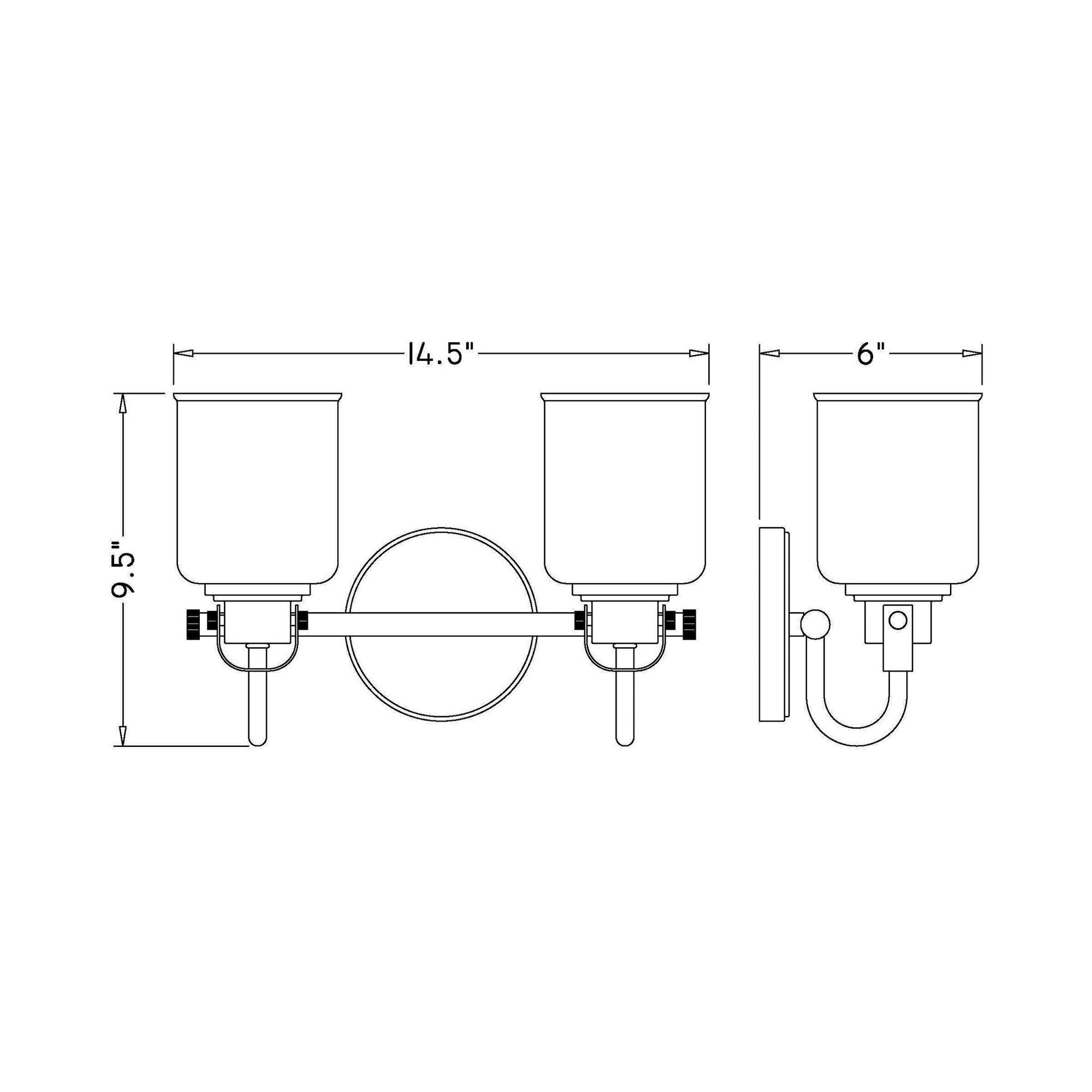 Kinsley Bath Vanity Light - line drawing.