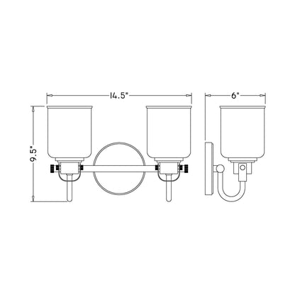 Kinsley Bath Vanity Light - line drawing.