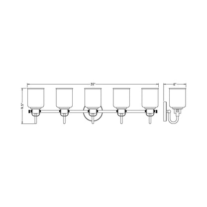Kinsley Bath Vanity Light - line drawing.