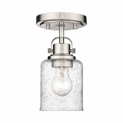 Kinsley Flush Mount Ceiling Light in Brushed Nickel.