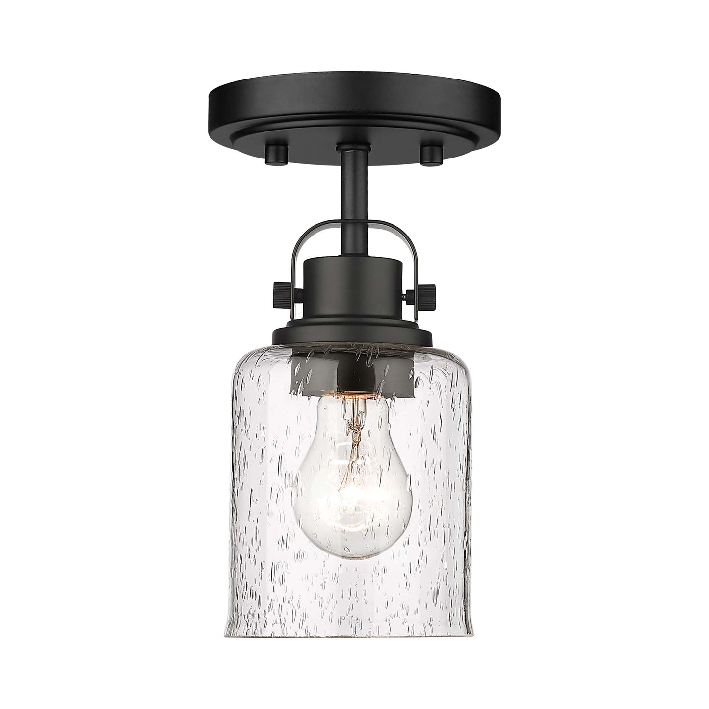 Kinsley Flush Mount Ceiling Light in Matte Black.