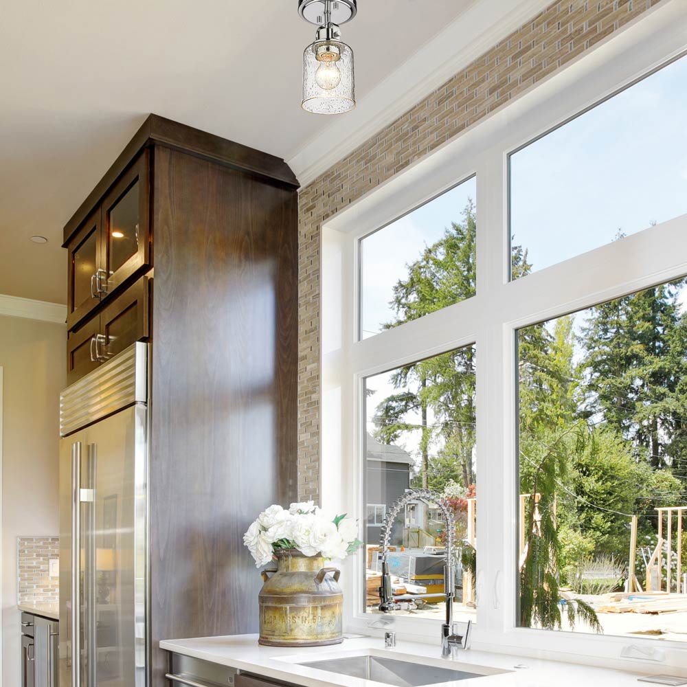 Kinsley Flush Mount Ceiling Light in kitchen.