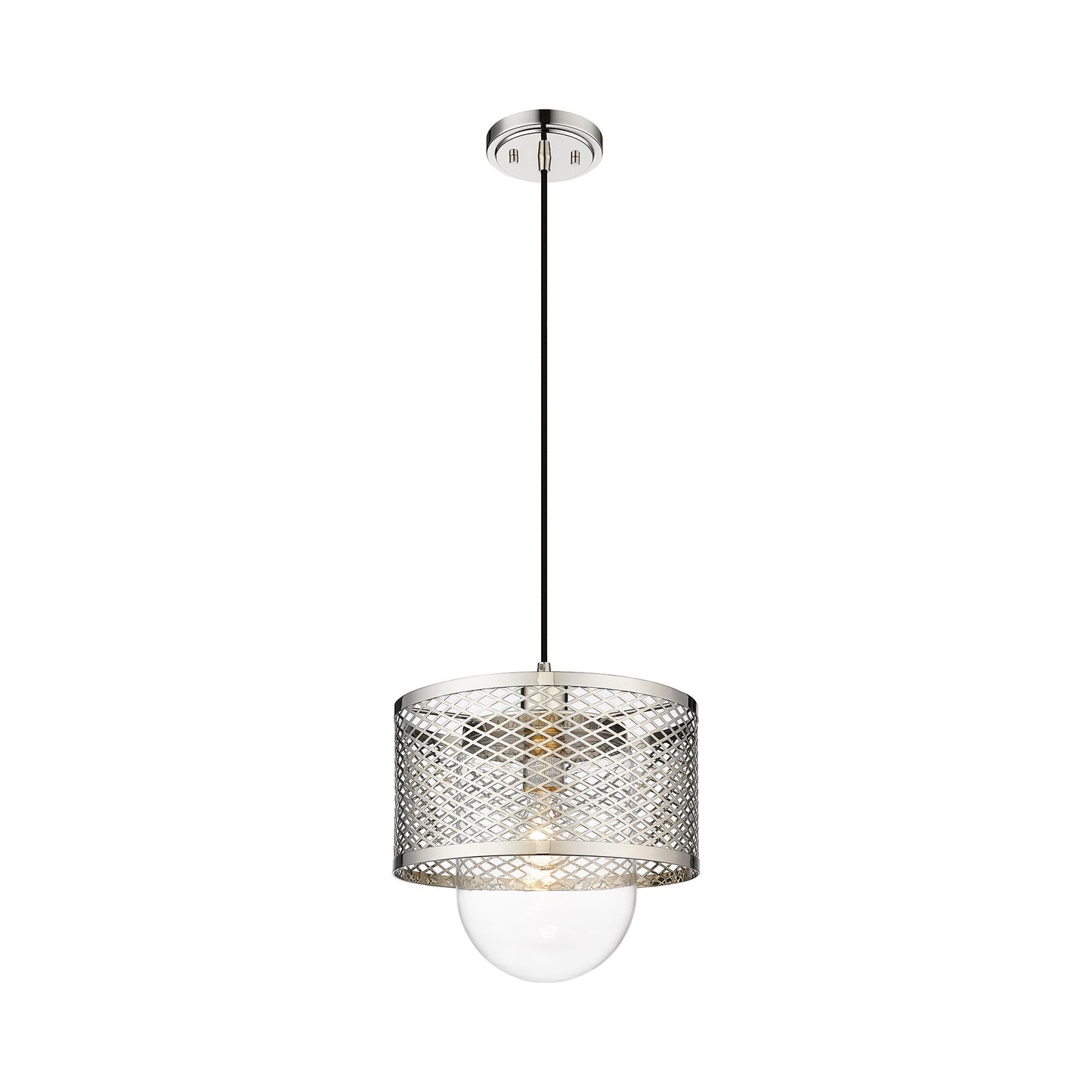 Kipton Pendant Light in Polished Nickel (11-Inch).