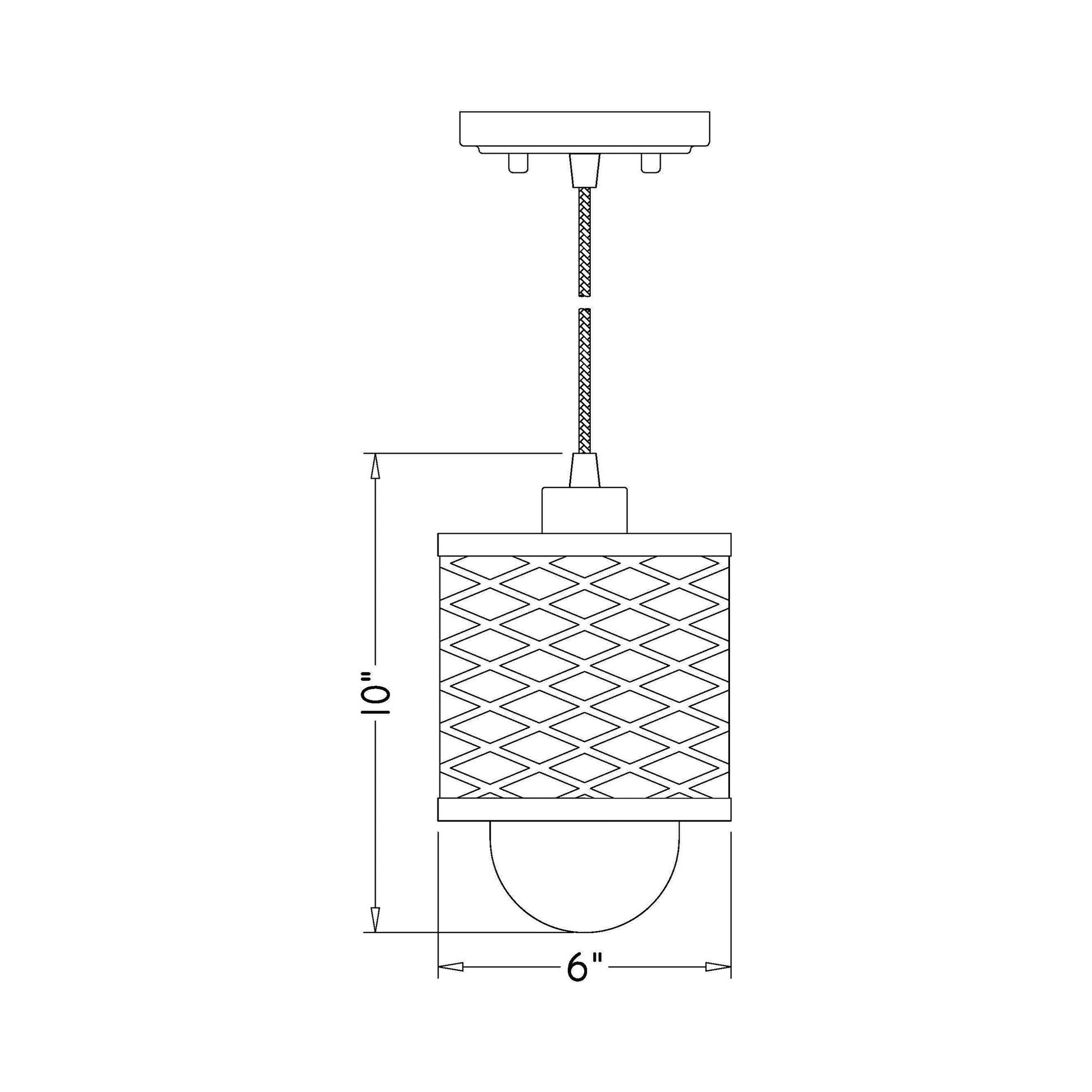 Kipton Pendant Light - line drawing.