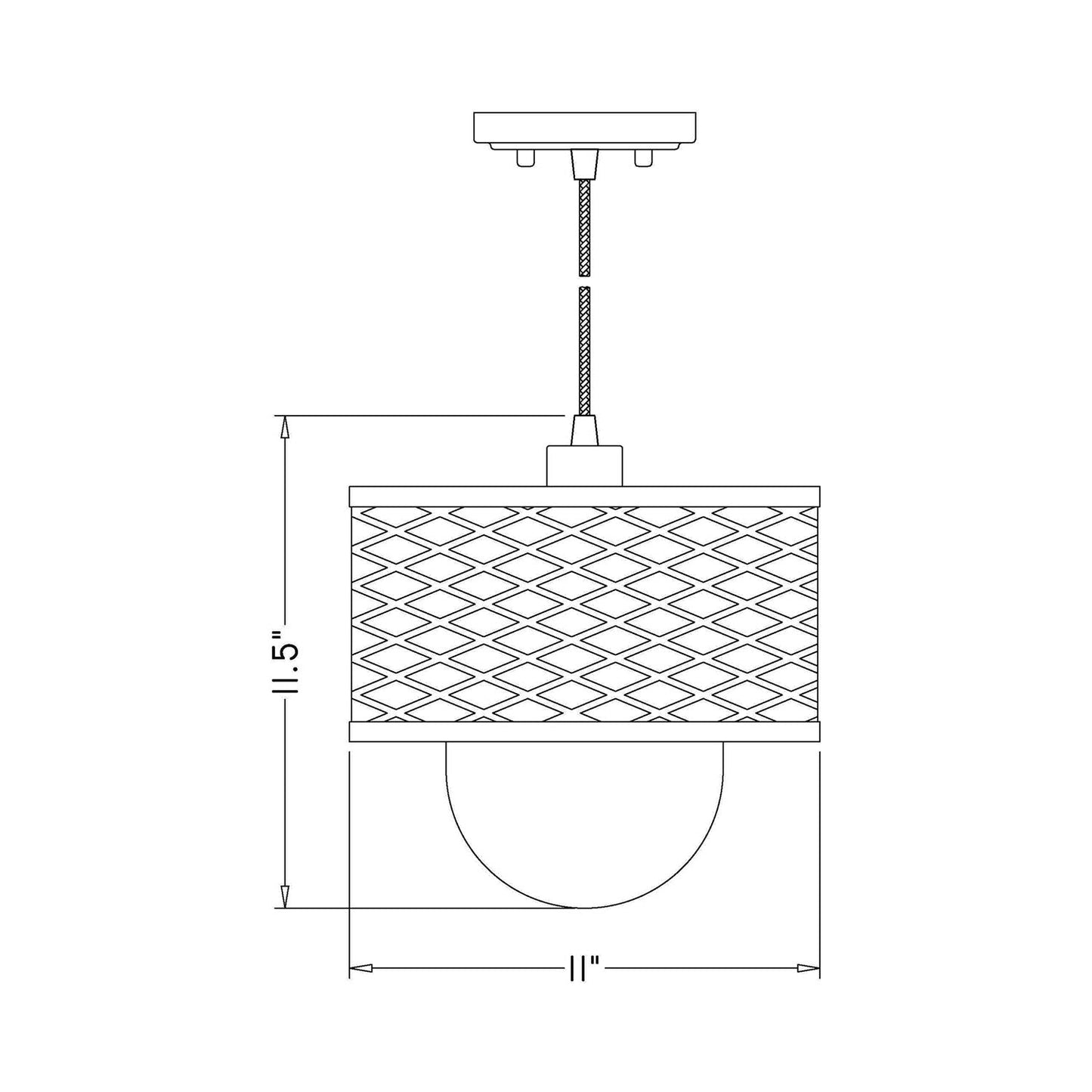 Kipton Pendant Light - line drawing.