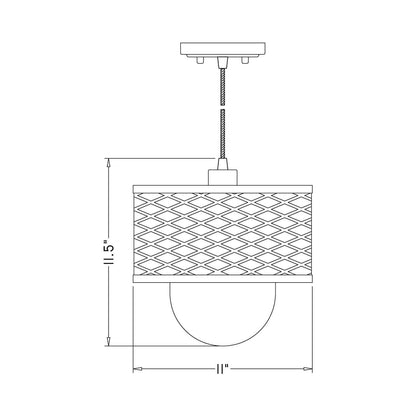 Kipton Pendant Light - line drawing.