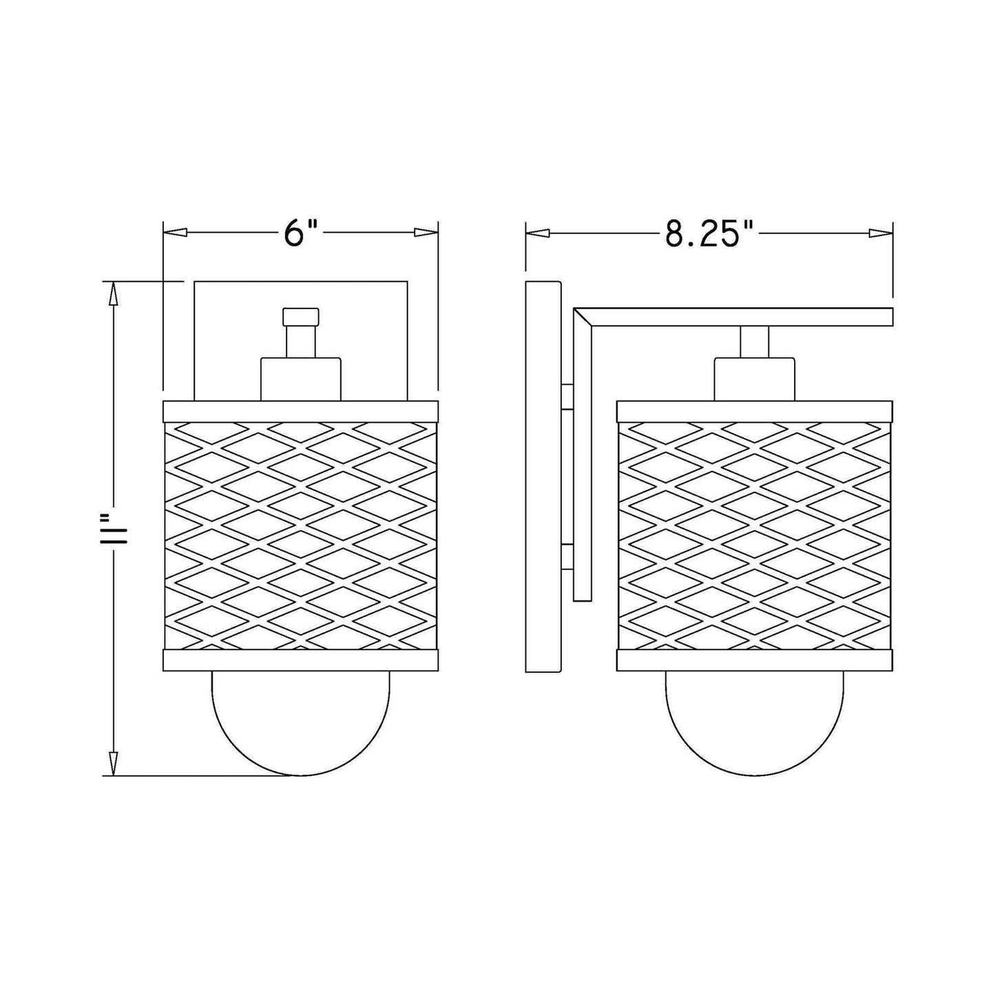 Kipton Wall Light - line drawing.
