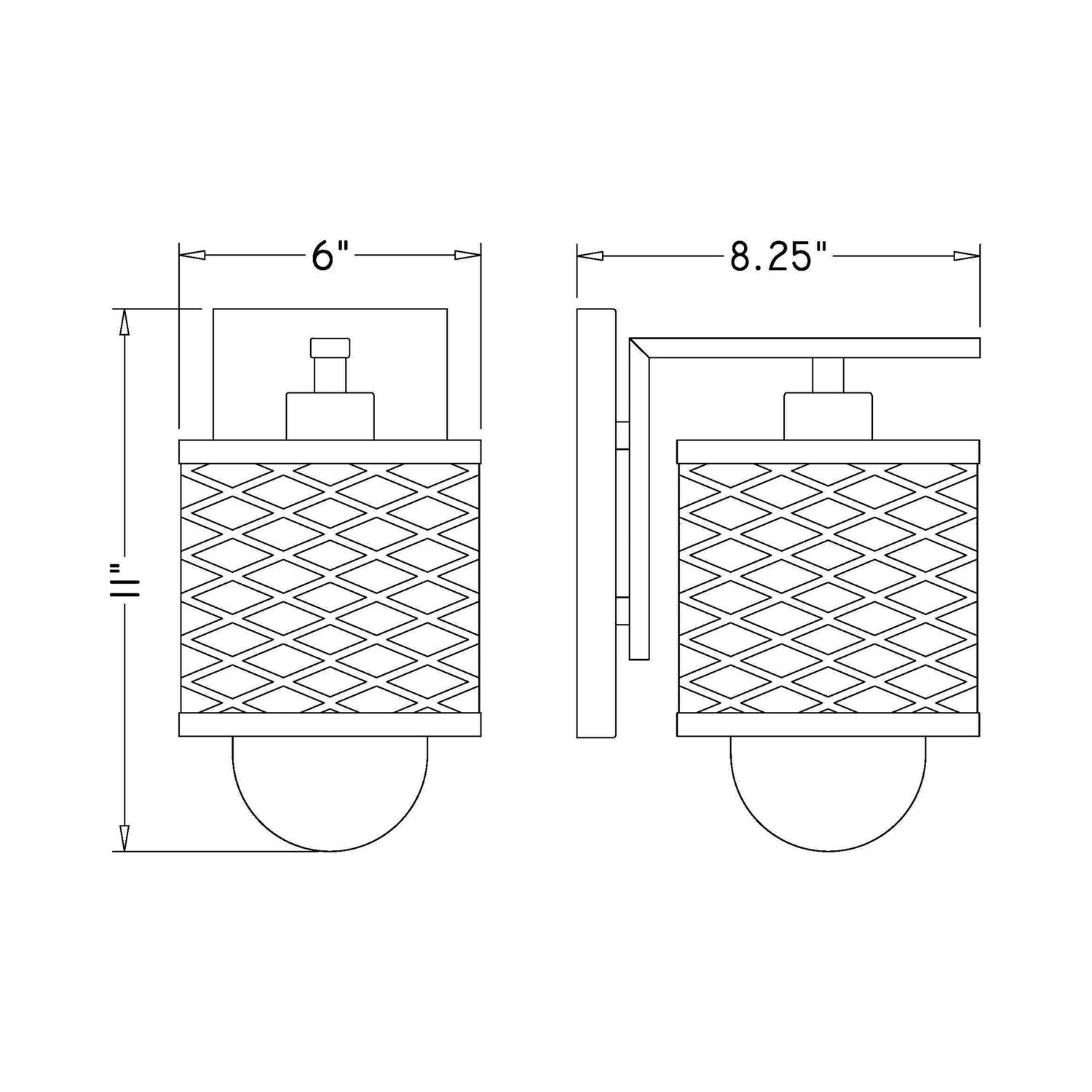 Kipton Wall Light - line drawing.