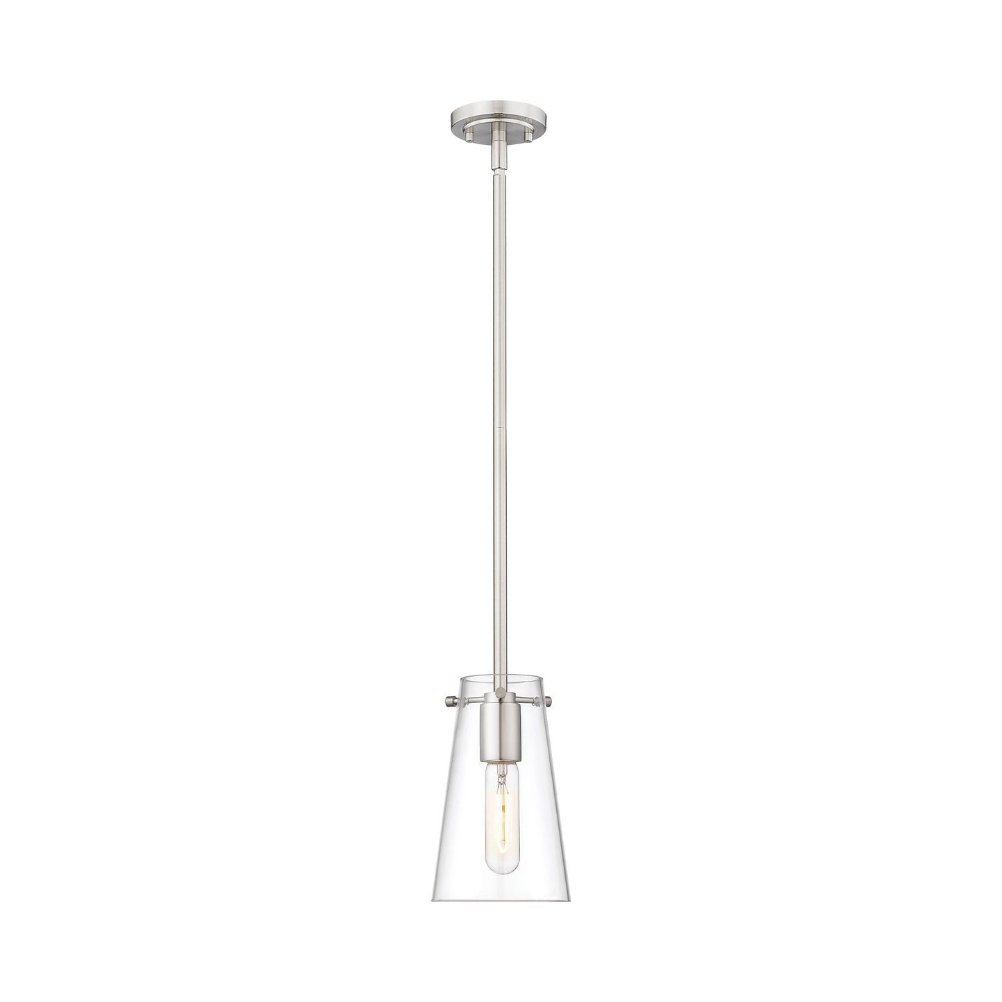 Kira Single Pendant Light in Brushed Nickel (8-Inch).