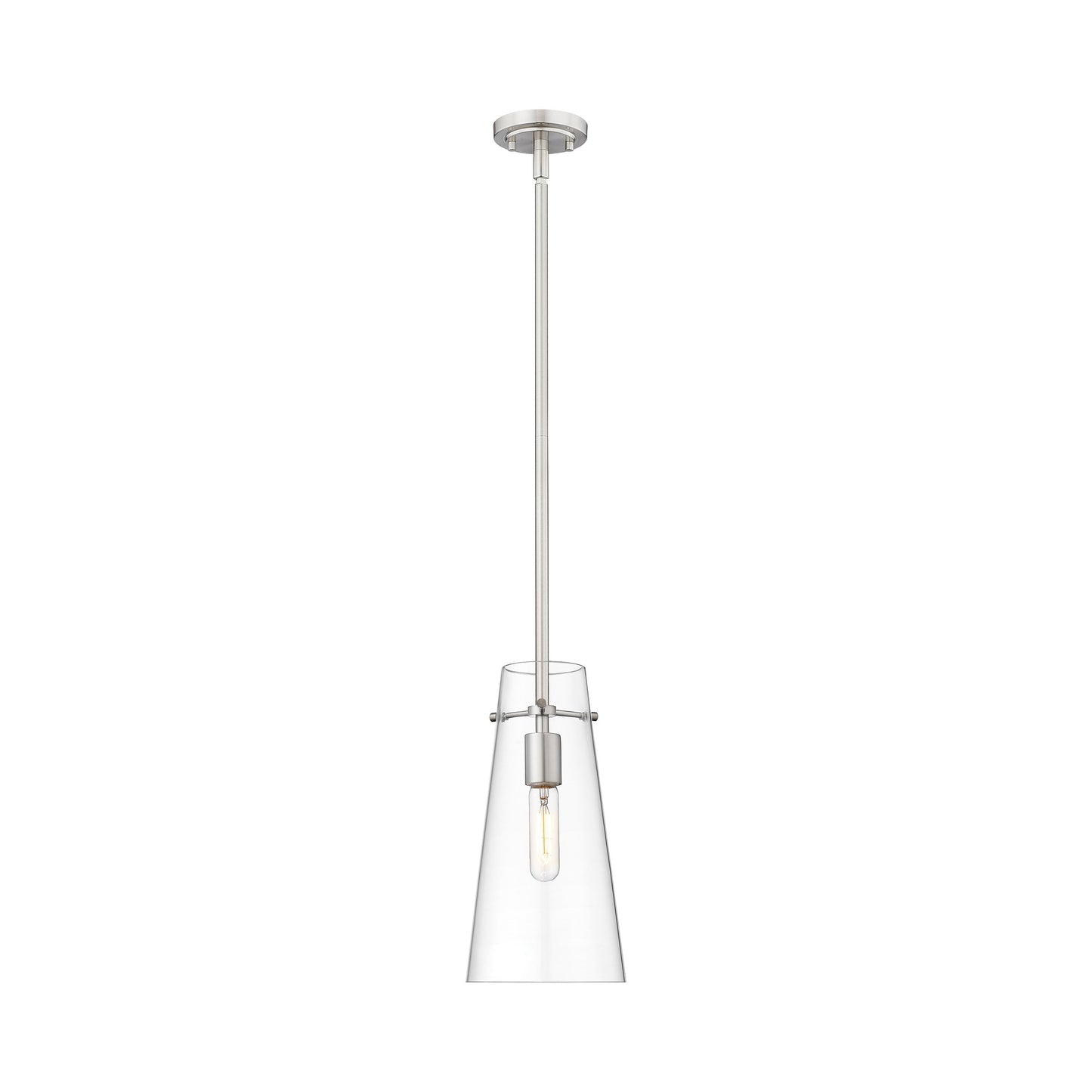 Kira Single Pendant Light in Brushed Nickel (13-Inch).