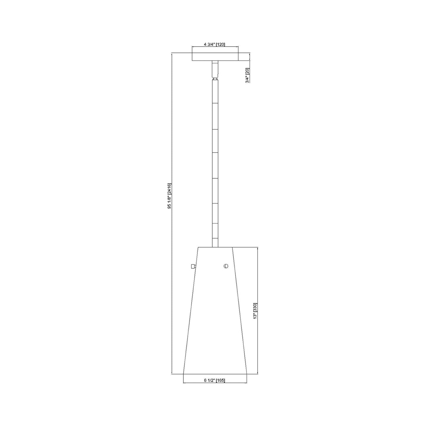 Kira Single Pendant Light - line drawing.