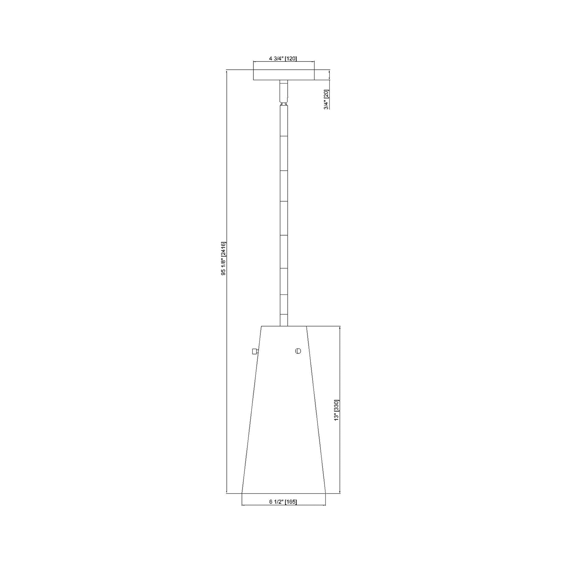 Kira Single Pendant Light - line drawing.