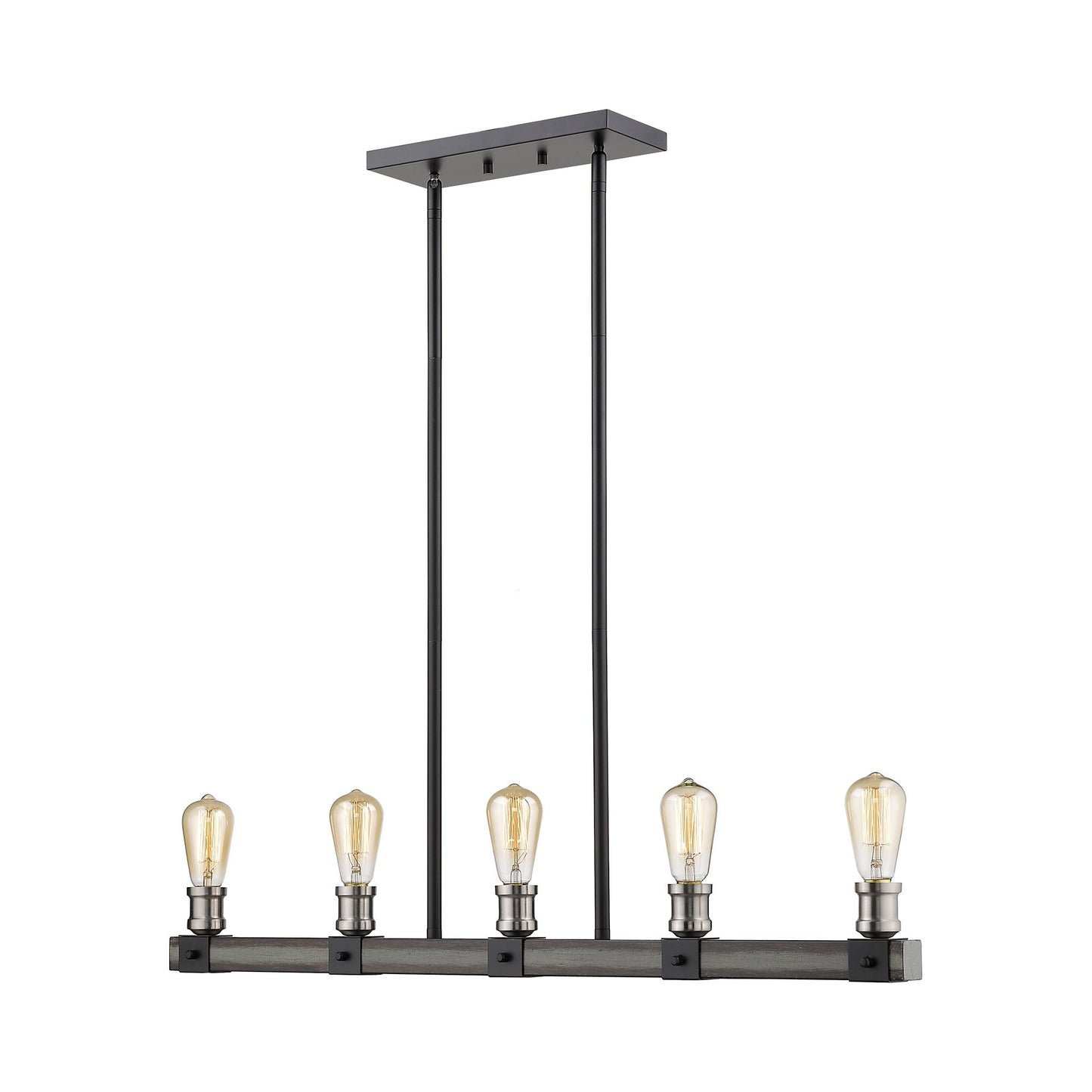 Kirkland 472 Linear Chandelier in Ashen Barnboard (5-Light).