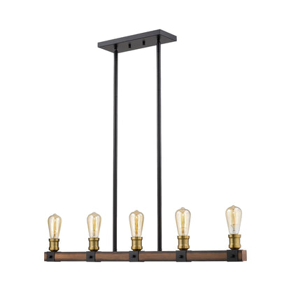 Kirkland 472 Linear Chandelier in Rustic Mahogany (5-Light).