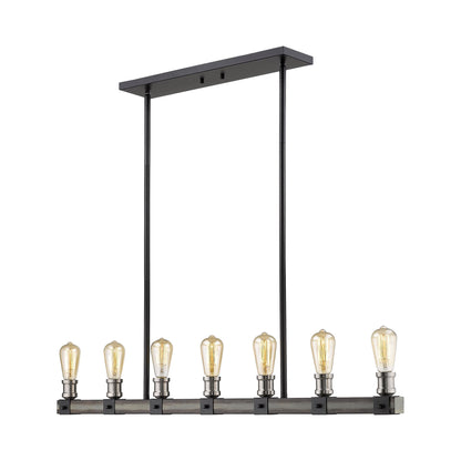 Kirkland 472 Linear Chandelier in Ashen Barnboard (7-Light).