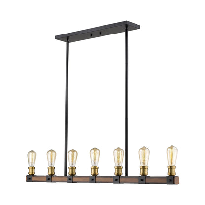 Kirkland 472 Linear Chandelier in Rustic Mahogany (7-Light).