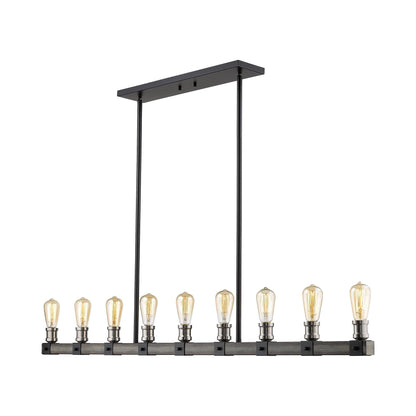 Kirkland 472 Linear Chandelier in Ashen Barnboard (9-Light).