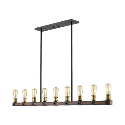 Kirkland 472 Linear Chandelier in Rustic Mahogany (9-Light).