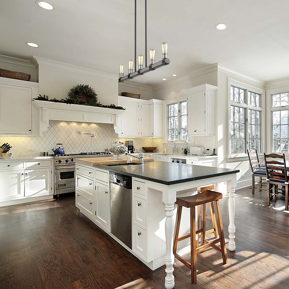 Kirkland 472 Linear Chandelier in kitchen.